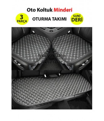 Her Araca Uyumlu 3 Parça Deri Oto Koltuk Minderi 