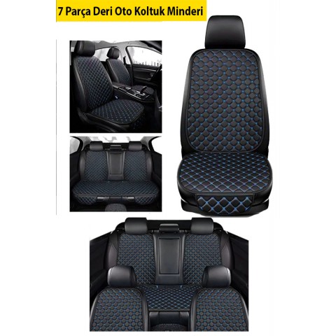 Mavi Dikiş 7 Parça Deri Oto Koltuk Minderi