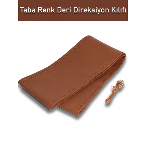 Taba Renk Dikiş Dikmeli Deri Direksiyon Kılıfı