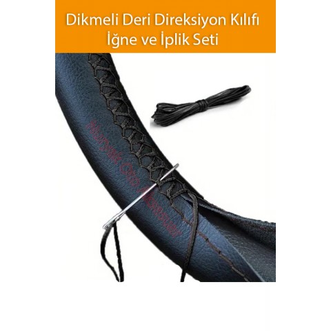 Siyah Dikiş Dikmeli Deri Direksiyon Kılıfı