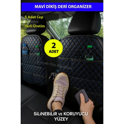 Mavi Dikiş Oto Deri Organizer 2 Adet